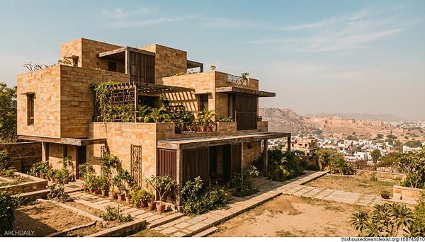 A detailed 3D model of a modern, luxurious living room with high ceilings, large windows, and elegant furniture.