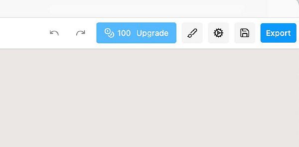 The image displays a user interface with various action buttons and a credits indicator.