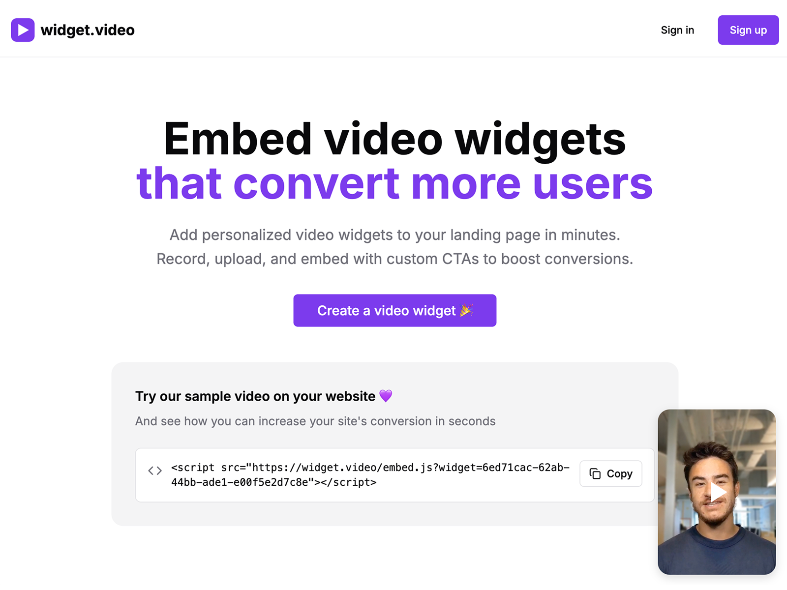 Widget.video: Embed interactive video widgets to your | BetaList