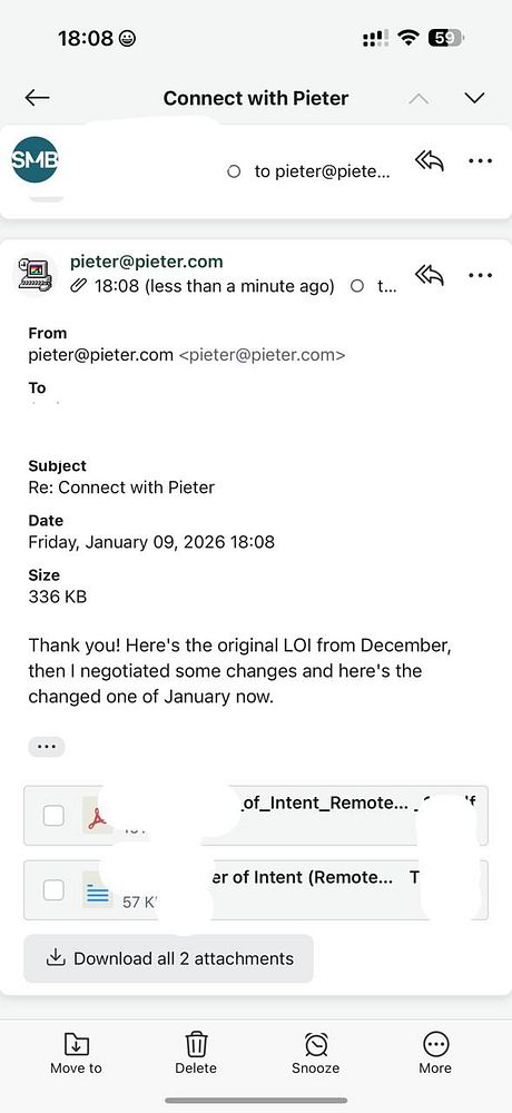 Screenshot of a Twitter direct message conversation about contracts and outsourcing.