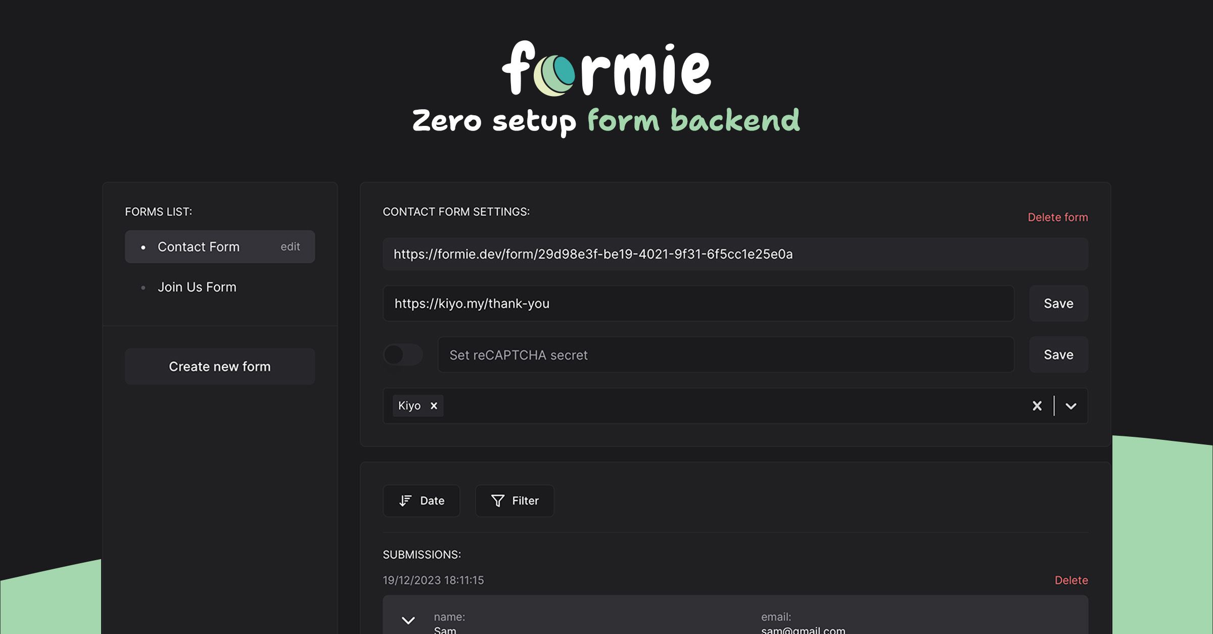 formie: Zero setup form backend