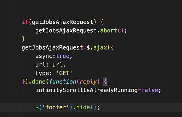 The image displays a code snippet related to handling AJAX requests in JavaScript.