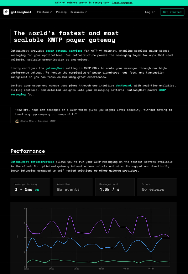 A modern homepage design for a gateway service developer tool featuring navigation, sections, and calls to action.