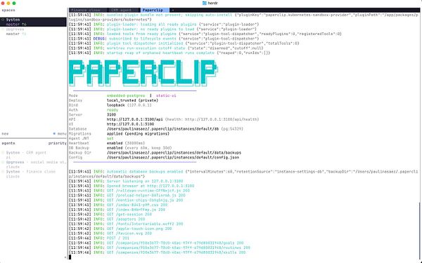 Screenshot of Paperclip's dashboard showing total costs and monthly AI costs for different apps.
