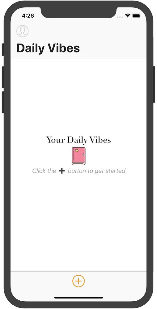 The image displays a mobile app interface titled 'Daily Vibes'.