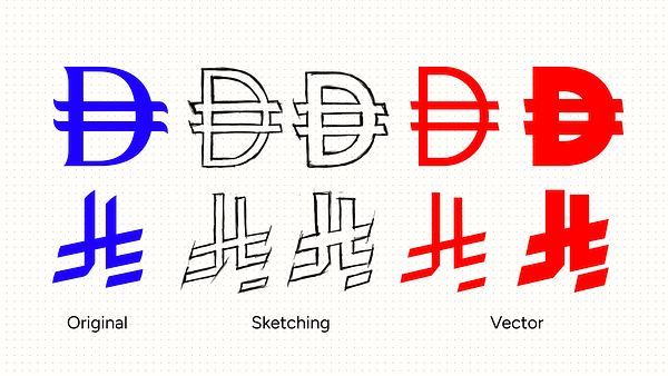 The image displays a series of glyph designs in different styles and colors.