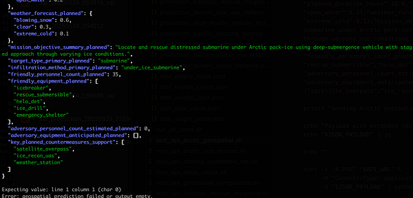 The image displays a code snippet related to a geospatial data processing task involving after action reports.