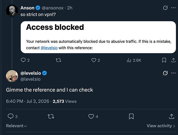 Screenshot of the Telegram app showing a VPN error notification about banned IP addresses and instructions to disconnect VPN or proxy.