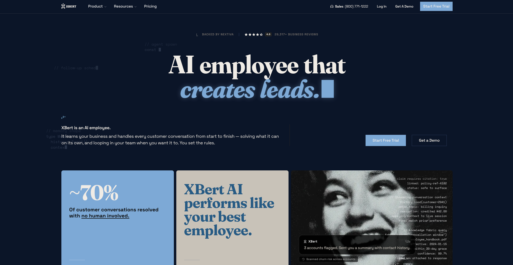 Image for article XBert  Answer calls, texts, and chats with an AI employee for small business