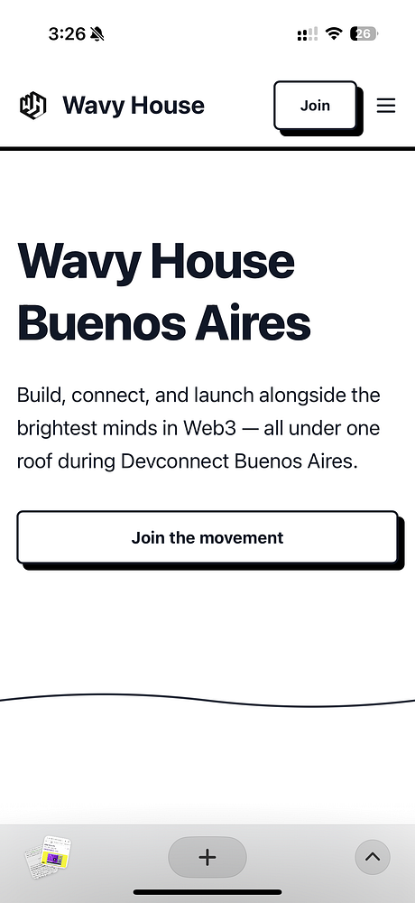 The image displays a webpage for Wavy House, promoting an event in Buenos Aires.