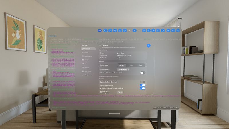 Screenshot of Neon Vision Editor