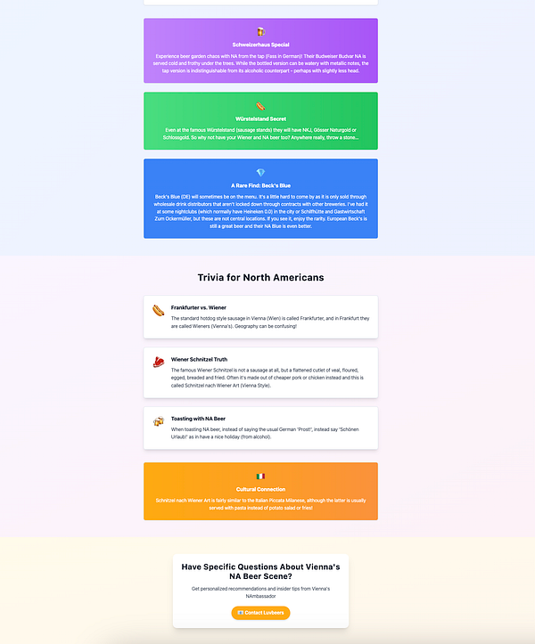The image features a colorful guide about non-alcoholic beer options in Vienna, Austria, including trivia and cultural insights.