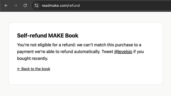 Screenshot of a user interface showing a self-refund page with a form and various interactive elements.
