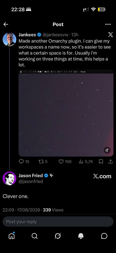 Screenshot of a tweet by Netciber on Twitter expressing amazement at reposts by DHH and Jason Fried.