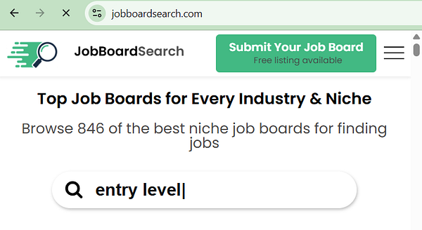 Screenshot of a job board search interface showcasing multiple job listings along with filters and search options.