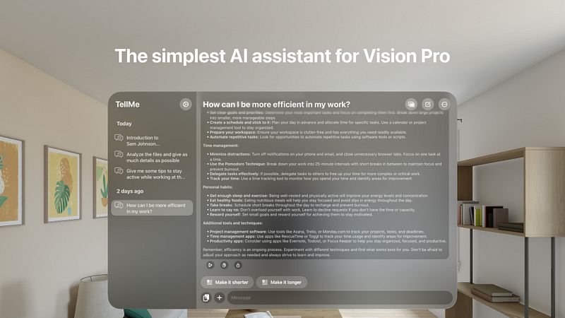 Screenshot of TellMe - The simple AI