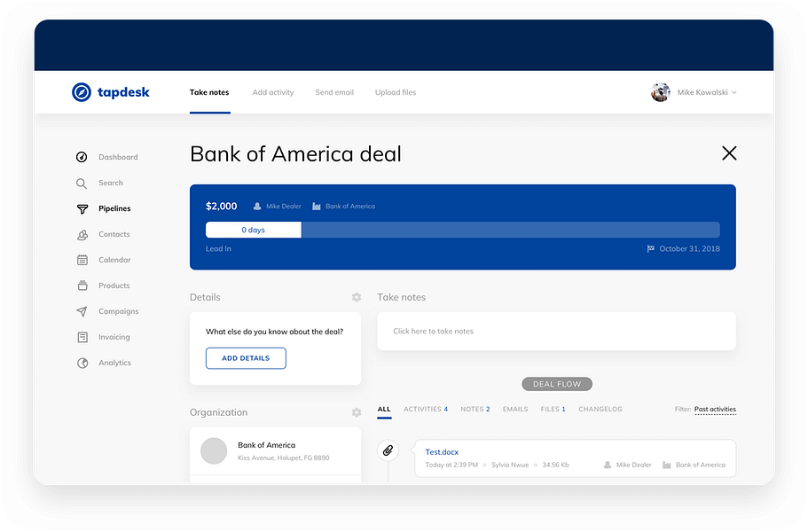 Tapdesk CRM