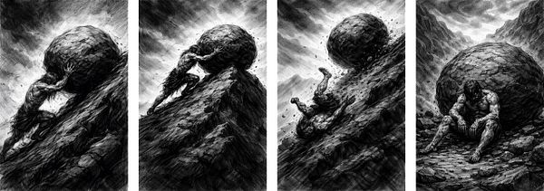 Three charcoal sketches of fantasy-themed female characters on beige paper.