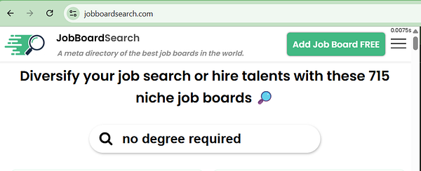 Screenshot of a desktop view of job boards on the WIP web platform.