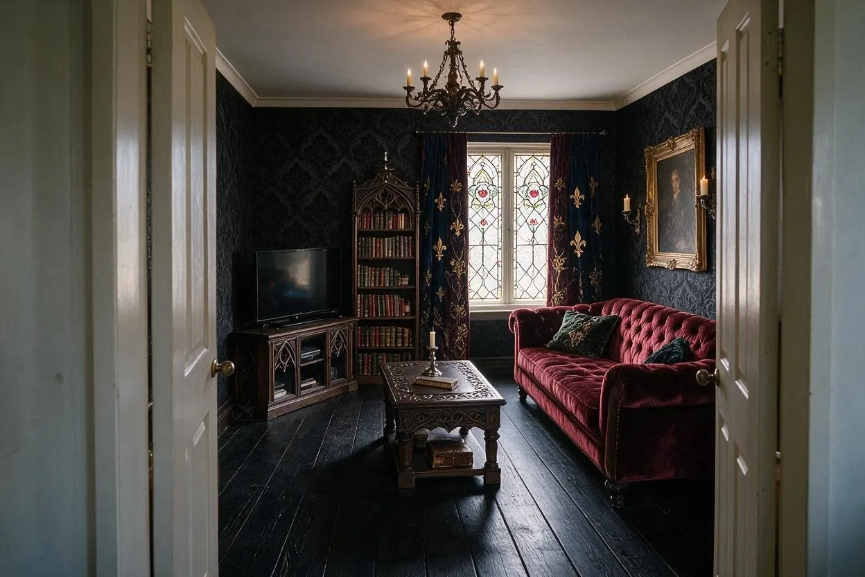 A living room in the Gothic style
