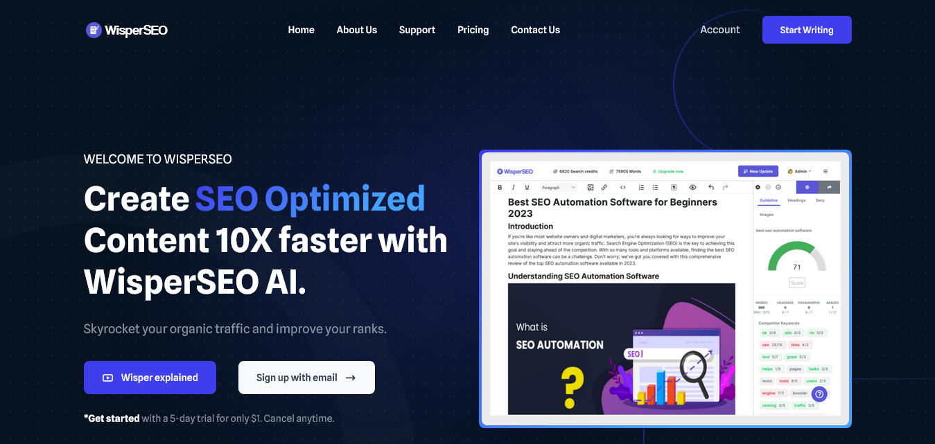 WisperSEO: Produce top-quality, seo optimized articles!