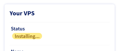 The image displays a user interface for managing a Virtual Private Server (VPS).