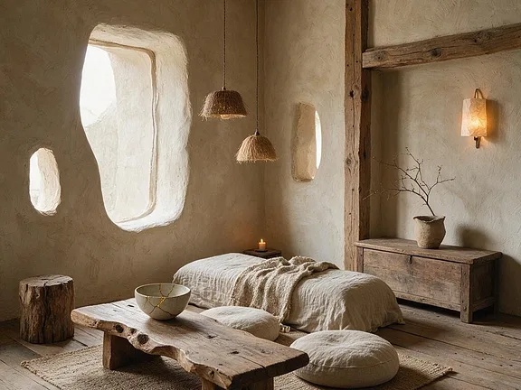 A room in the Wabi-Sabi style