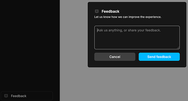 A feedback widget interface for user input.