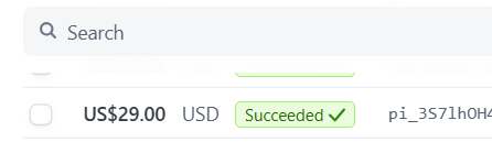 The image displays a user interface showing a payment confirmation for a listing.