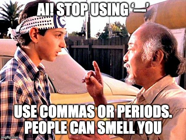 A humorous meme featuring a scene from a classic movie with two characters engaged in a serious conversation.