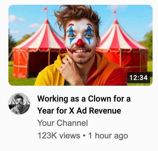 A cheerful clown poses in front of a circus tent, showcasing a vibrant and playful atmosphere.