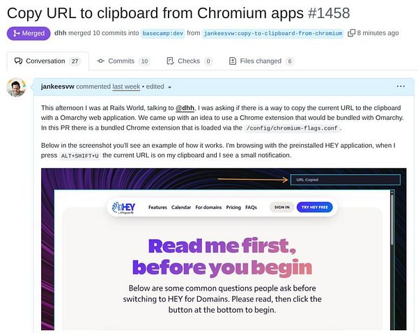 The image displays a screenshot of a web application interface with a notification indicating that a URL has been copied to the clipboard.