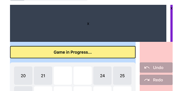 The image displays a user interface for a game in progress, featuring a layout with various elements and controls.
