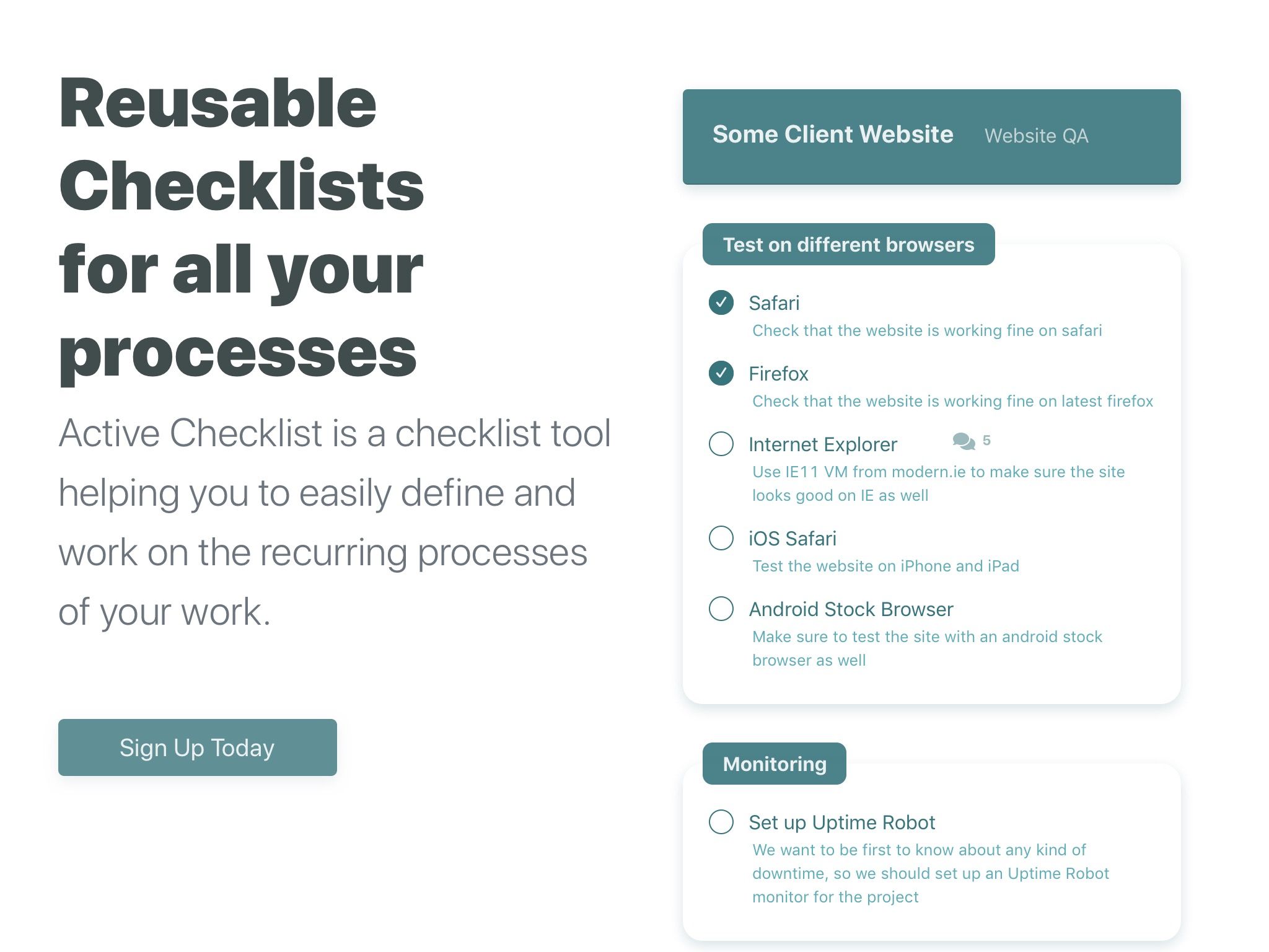 Active Checklist: Reusable Checklists for all your | BetaList