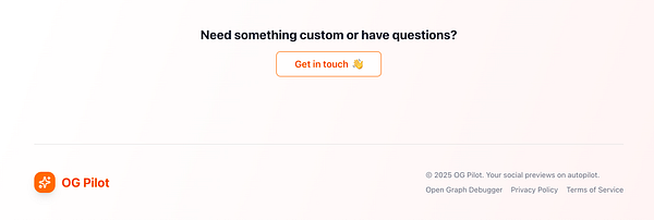 The image displays a contact section for a website, inviting users to reach out with questions or custom requests.