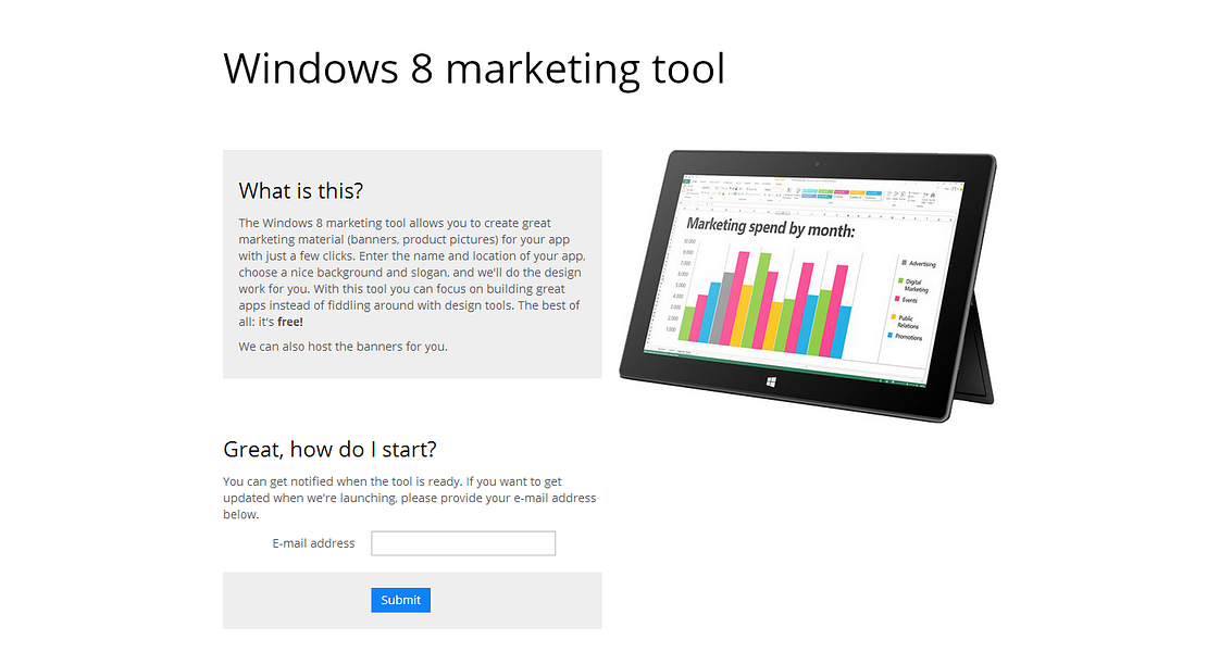 Windows 8 marketing tool