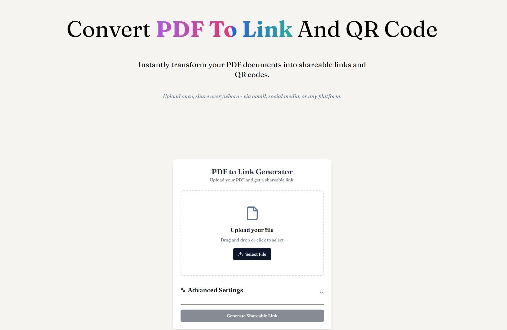 PDF to Link Online: Turn PDF into a shareable link and QR