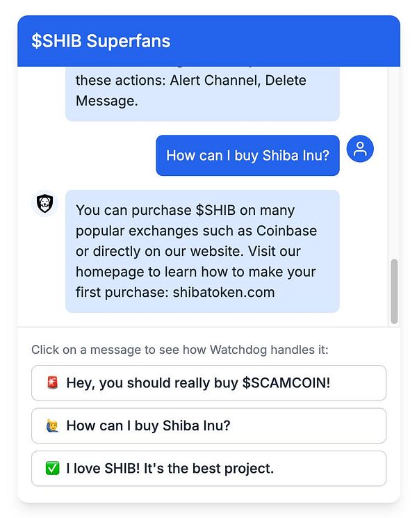 The image displays a chat interface featuring messages related to purchasing the cryptocurrency $SHIB.