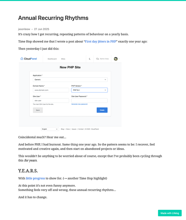 The image features a screenshot of a web interface for creating a new PHP site within a cloud panel.