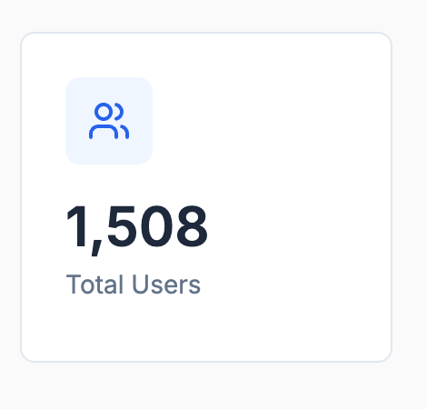The image displays a user statistics card showing the total number of registered users.