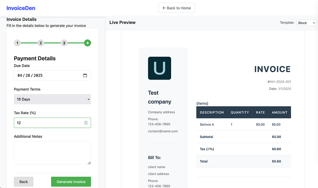 Invoice Den: Invoice generator with live preview | BetaList