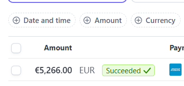 Screenshot of a Stripe payment processing page for 'Villas Mediterranean' showing payment details and status.