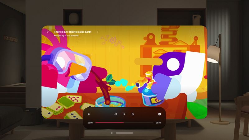 Screenshot of YouTube for visionOS