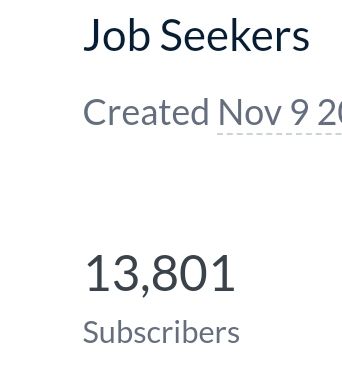 The image displays a subscriber count for a newsletter related to job seekers.