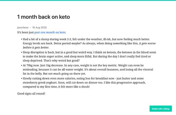 A blog post reflecting on one month of following a keto diet.