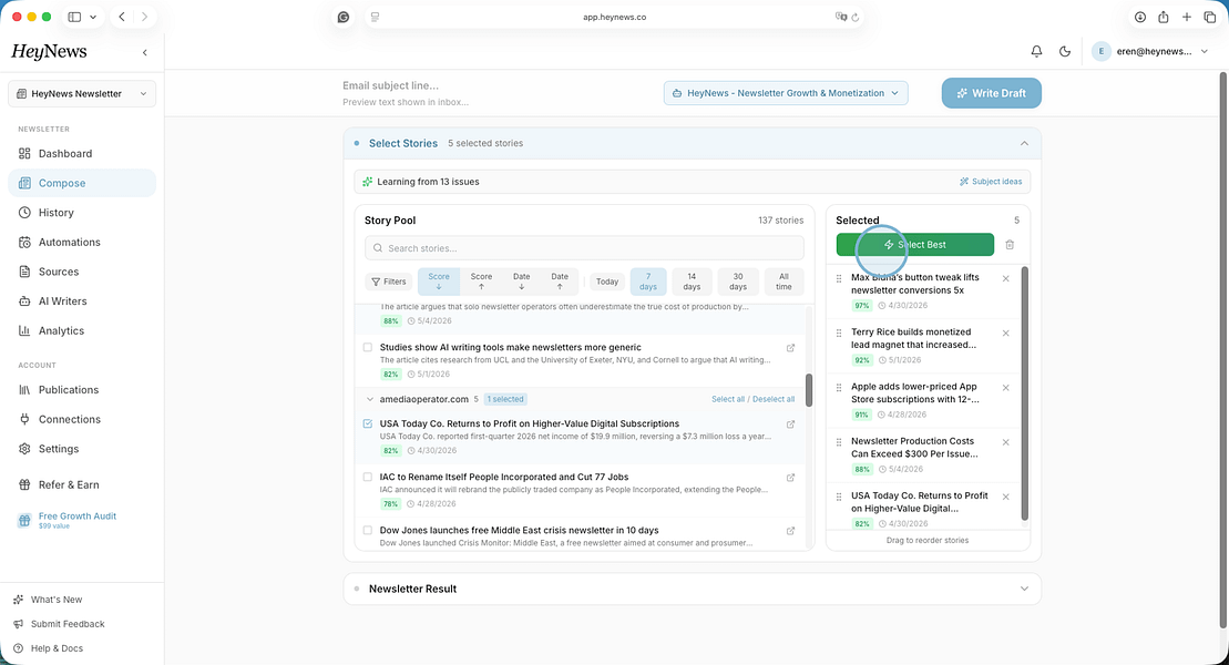 HeyNews – Drafts your newsletter in your voice by learning from past issues visual 3