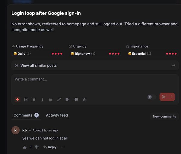 Screenshot of a web browser tab showing a Google login error message about cookie settings and third-party cookies.
