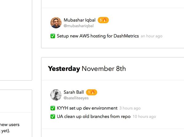 The image shows a task list with completed items marked with checkmarks.