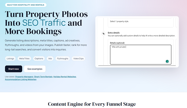 Modern web homepage design showcasing a property listing platform with a clean layout.