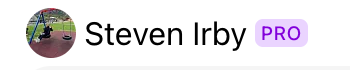 A user profile interface displaying the name 'Steven Irby' with a 'PRO' badge.